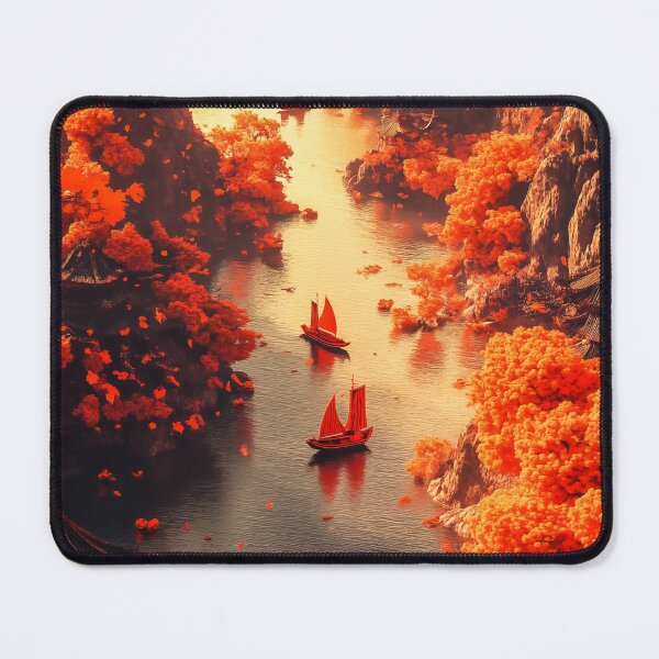 Item preview, Autumn River Scene with Junks designed and sold by PetsArt.