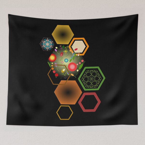 Item preview, Hexagon and florals designed and sold by adiosmillet.