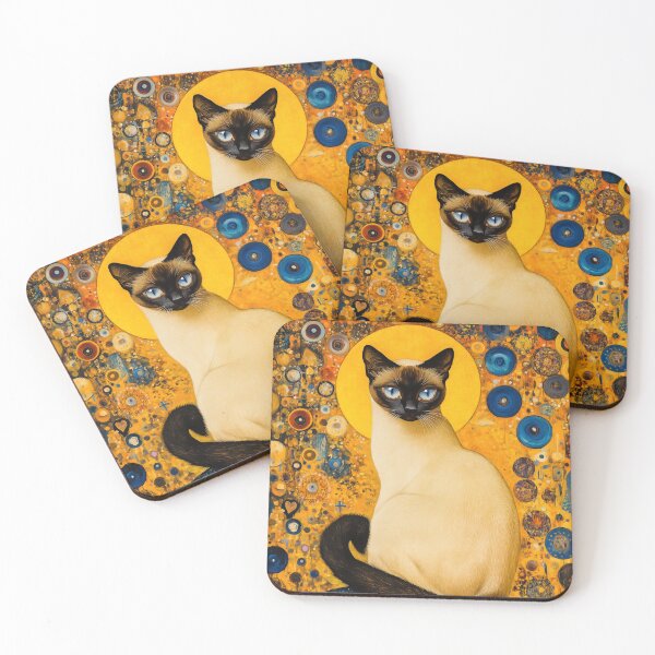 Item preview, Siamese cat in Klimt style designed and sold by PetsArt.