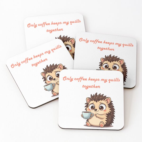 Item preview, Coffee Keeps My Quills Together — Funny Hedgehog Sticker designed and sold by Vica11.