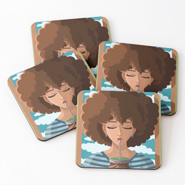 Item preview, cheerful woman drinking yerba mate hot infusion designed and sold by matintheworld ( delcarmat ).