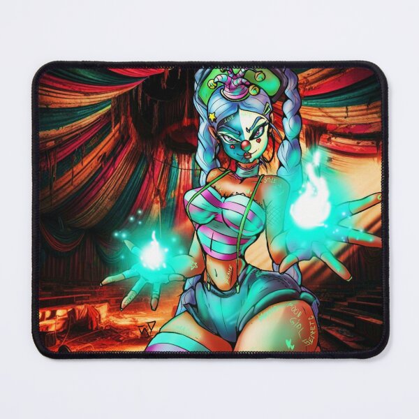 Item preview, Electrical-Magic Clown Girl in a Sinister Circus - Psychedelic Dark Fantasy & Clowncore Design designed and sold by SegretDreams.
