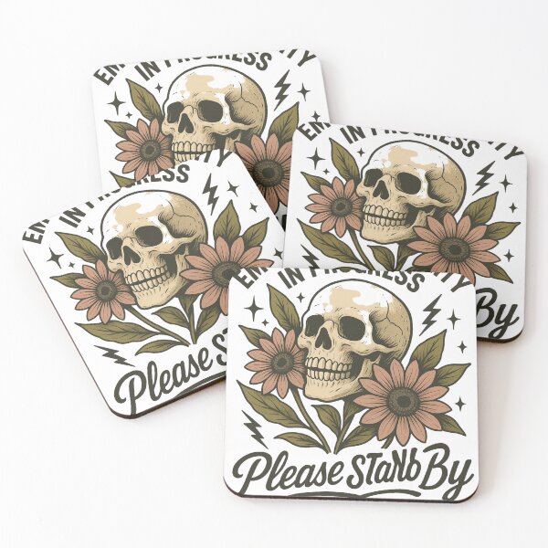 Item preview, Emotional Stability in Progress” – Vintage Skull Floral Dark Humor Design designed and sold by 5CatDesign.