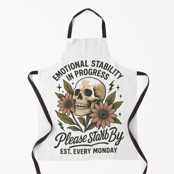 Item preview, Emotional Stability in Progress” – Vintage Skull Floral Dark Humor Design designed and sold by 5CatDesign.