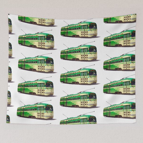 Item preview, Retro San Francisco Green and Cream Muni Train designed and sold by PIXEL POP DESIGNS - Beyond the Norm!.