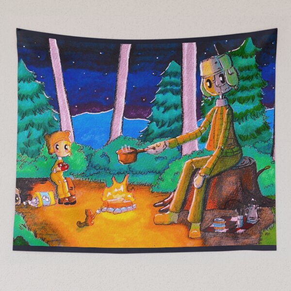 Item preview, A Cozy Campfire With a Friendly Robot designed and sold by Precious Hewie.