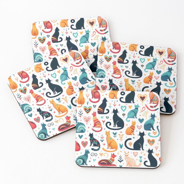 Item preview, Colorful Cats Pattern — Playful & Whimsical Feline Design designed and sold by Coffee Lifestyle.