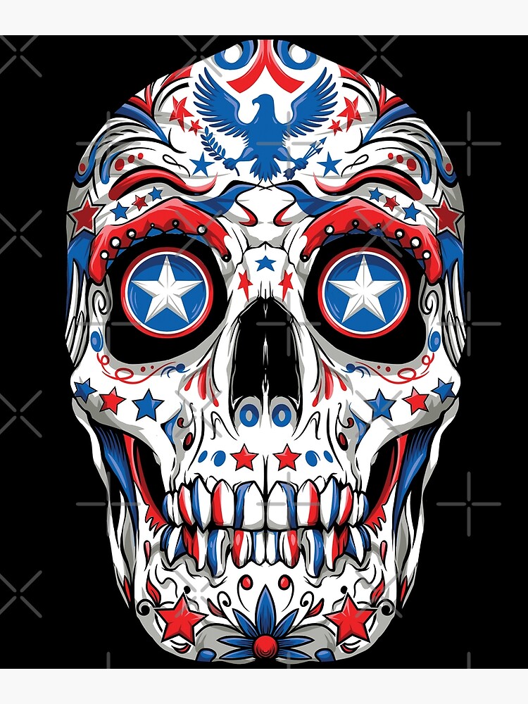  Sugar Skull 4th of July T shirt Women Men Boys Fourth