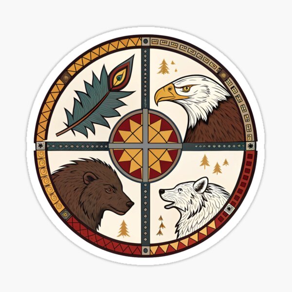 Circular Medicine wheel with animal symbols Sticker
