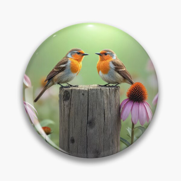 Item preview, Birds On Fence Post With Coneflowers designed and sold by Maria Dryfhout.