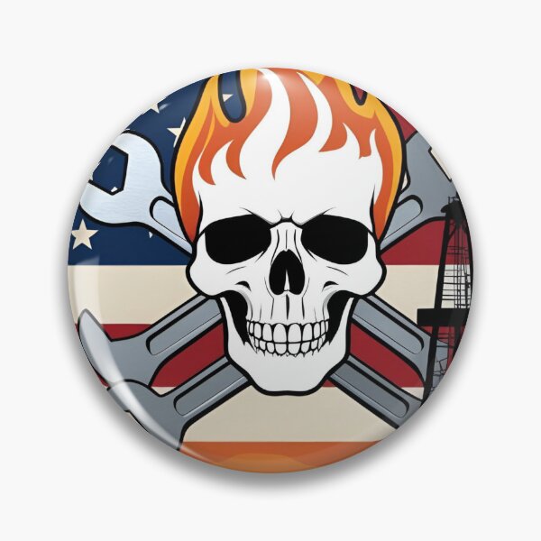 Item preview, Oilfield Patriot Skull – Flame & Flag Roughneck Design designed and sold by PatriotFlash.