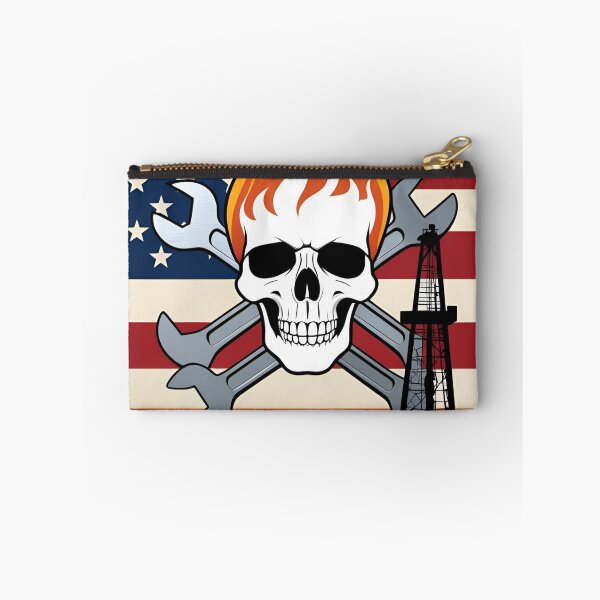 Item preview, Oilfield Patriot Skull – Flame & Flag Roughneck Design designed and sold by PatriotFlash.