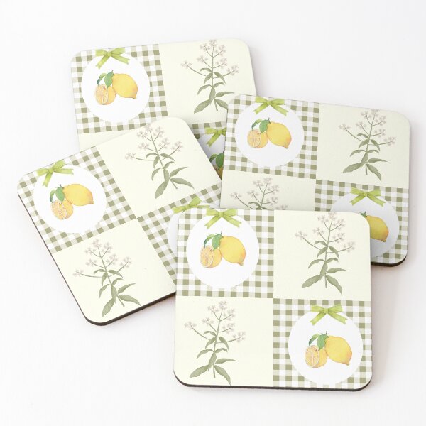 Artikelvorschau, Cottagecore Gingham-Grün-Picknick-Muster mit botanischen Blumen und Zitrone entworfen und verkauft von Maussa Ivimas.