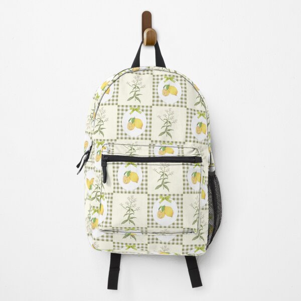 Artikelvorschau, Cottagecore Gingham-Grün-Picknick-Muster mit botanischen Blumen und Zitrone entworfen und verkauft von Maussa Ivimas.