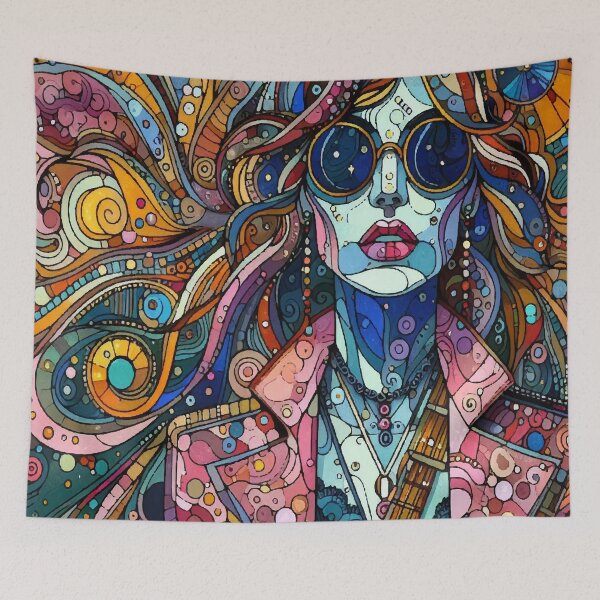 Item preview, Dolled Up Orbiting Dreams — Expressive Cosmic Girl Pop Art Print designed and sold by  Ojo de Lilith.