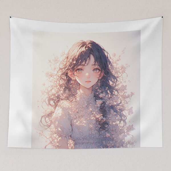 Artikelvorschau, „Soft Petals – Sanftes Anime-Mädchen in voller Blüte“ entworfen und verkauft von NegarTv Designs.