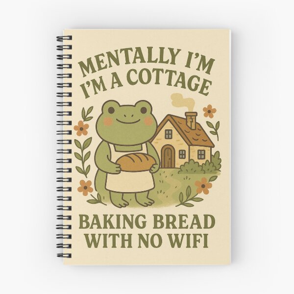 Item preview, "Mentally I’m in a Cottage – Frog Baking Bread (No WiFi)" designed and sold by OxiSkor.