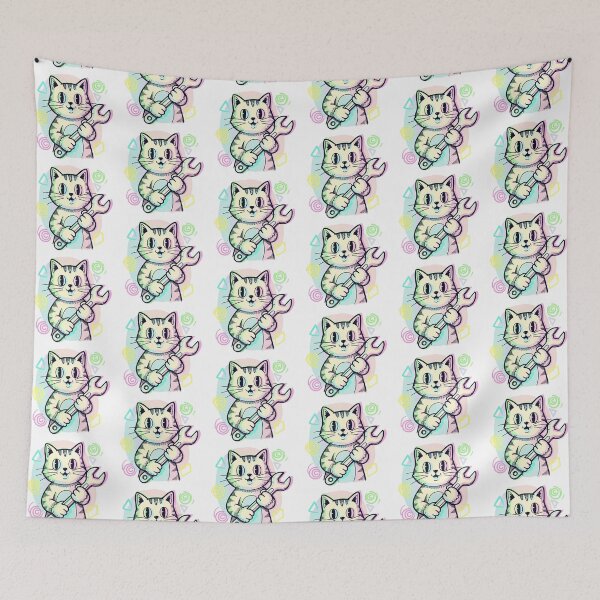 Item preview, Cat with Wrench | Playful and Mechanically-Inspired Feline Graphic designed and sold by Tw1nsAIArt.