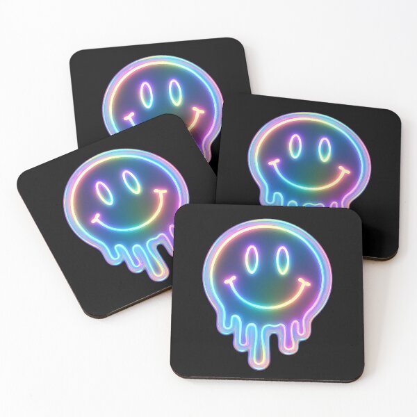 Aperçu de l'œuvre Smiley psychédélique au néon – Pop Art rétro arc-en-ciel créée et vendue par Psycho-Crazy.