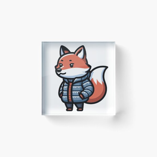 Item preview, Cartoon Fox in Puffer Jacket – Cozy Cool Weather Animal designed and sold by Confuzz1ed.
