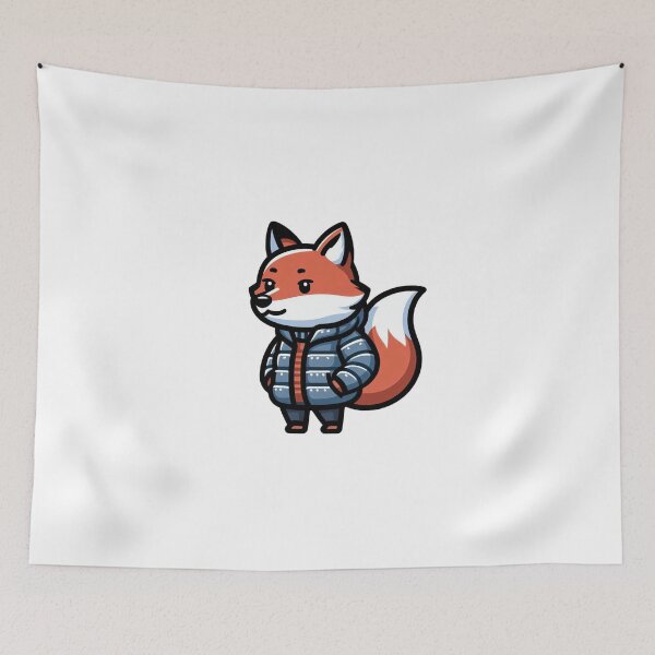 Item preview, Cartoon Fox in Puffer Jacket – Cozy Cool Weather Animal designed and sold by Confuzz1ed.