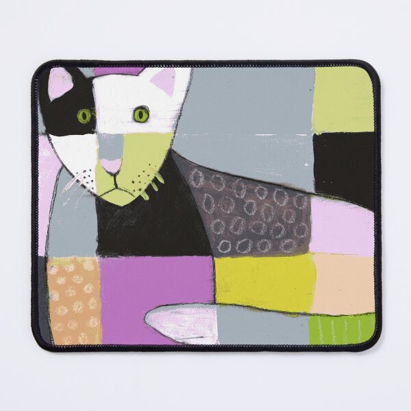 Artikelvorschau, Quilted Kitty: Lebendiger Patchwork-Katzen-Kunstdruck entworfen und verkauft von EdiesArts.