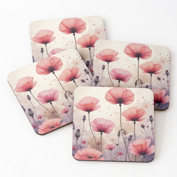 Artikelvorschau, Vintage Aquarell rosa Mohnblumen entworfen und verkauft von AOCollections.