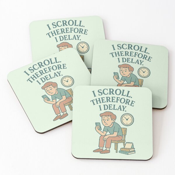 Item preview, I Scroll. Therefore I Delay – Funny Modern Procrastination Design designed and sold by ArcadiaSilence.