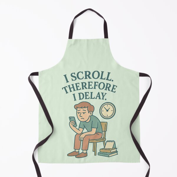 Item preview, I Scroll. Therefore I Delay – Funny Modern Procrastination Design designed and sold by ArcadiaSilence.