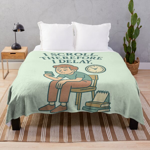 Item preview, I Scroll. Therefore I Delay – Funny Modern Procrastination Design designed and sold by ArcadiaSilence.