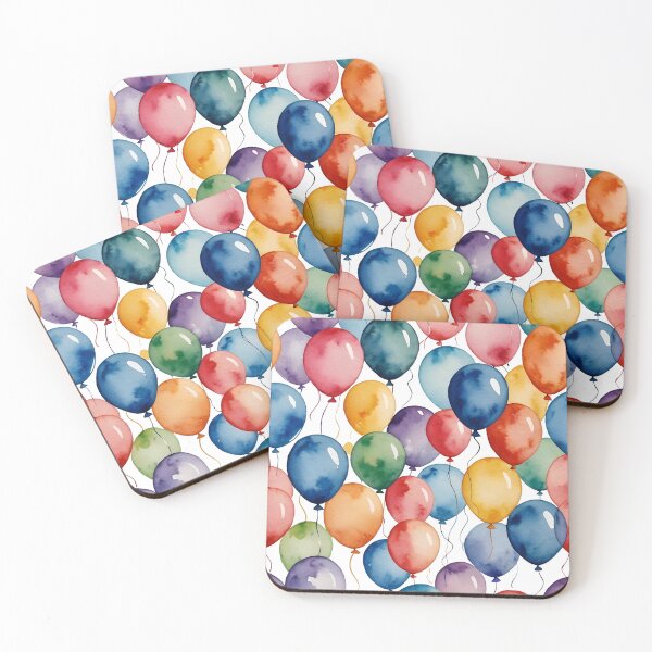 Item preview, Happy Birthday balloons rainbow colors watercolor illustration pattern gifts designed and sold by cheekylorns.