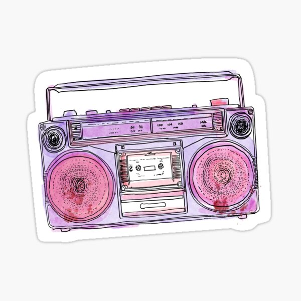 Classic 80s Retro Vibes Boombox Sticker