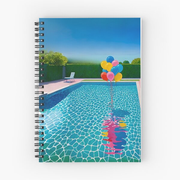 Item preview, Bunch balloons celebration at swimming pool minimal simple painting reflection in pool water pink designed and sold by cheekylorns.