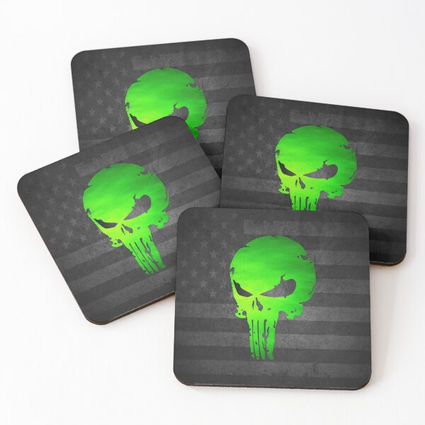 Item preview, Neon Green Skull on Blackout American Flag – Grunge Tactical Art designed and sold by artistwill.