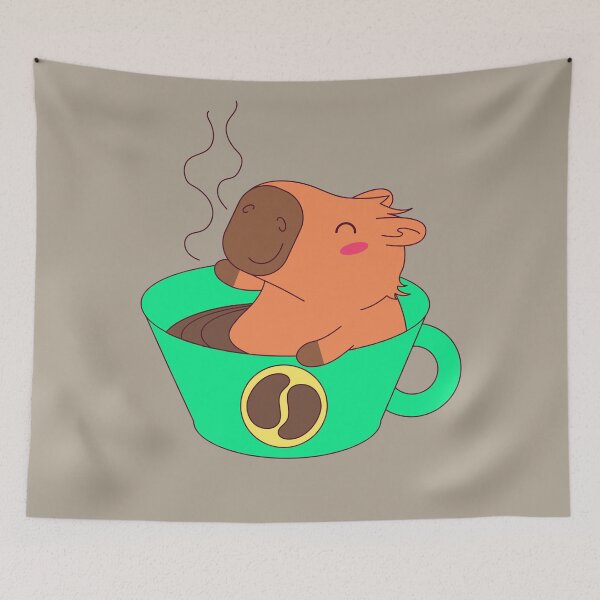Item preview, Cafebara – Cute Cartoon Capybara Bathing in Coffee Cup designed and sold by EmeraldeaArt.