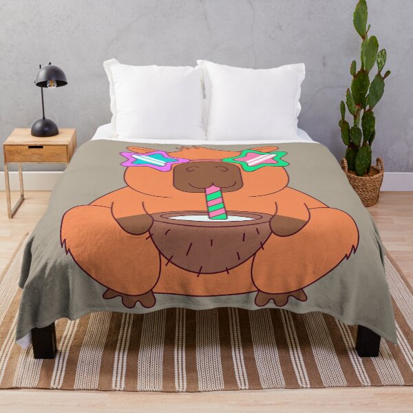 Item preview, Tropical Capybara – Cartoon Capybara with Coconut Cocktail Star Shades designed and sold by EmeraldeaArt.