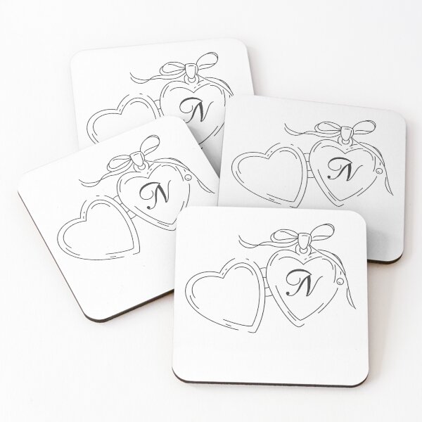 Item preview, Heart Locket with Initial “N” – Minimalist Line Art Sticker designed and sold by Tiny Tails Studio.