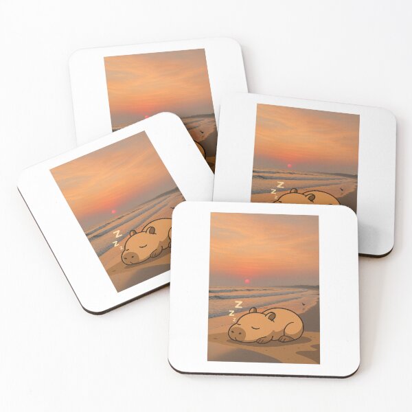 Item preview, Cartoon capaybara sleeping on the beach of Old Orchard Beach Maine designed and sold by 1Thessa511.