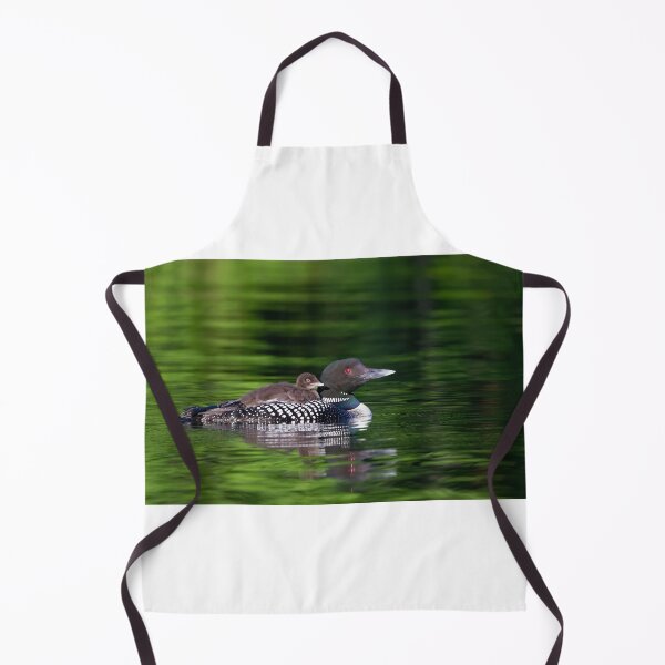 Item preview, Common loon swimming with chick on her back designed and sold by James Cumming.