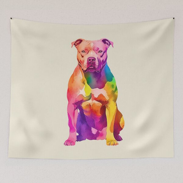 Item preview, Rainbow Watercolor Pitbull Art – Colorful Sponge Texture Dog Design designed and sold by Fredster1966.