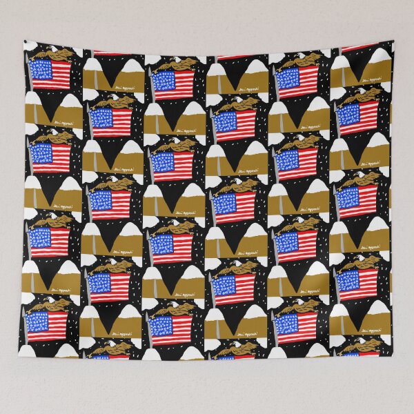 Item preview, American Bald Eagle on the USA Flag over The Mountains and Night Time  designed and sold by The Art Queen Of Michigan .