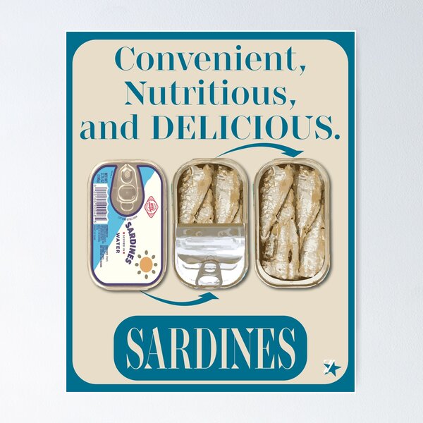 Item preview, Vintage Sardine Ad designed and sold by zaveldesigns.