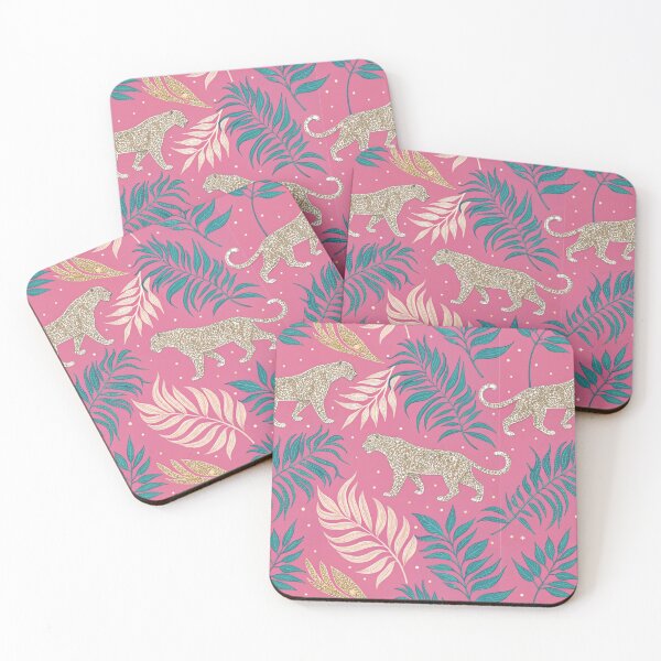Item preview, Tropical Leopard - Exotic Leaves in Pink and Turquoise - Glamorous Jungle Print designed and sold by AOCollections.