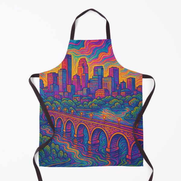Item preview, Colorful Psychedelic Minneapolis Art | Trippy Skyline | Vibrant Minnesota Wall Decor | Surreal Cityscape Illustration designed and sold by PaintedPixels01.