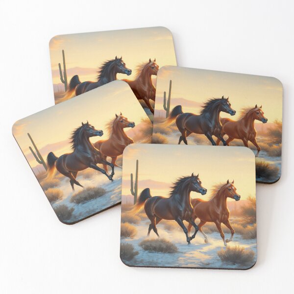 Item preview, Bay and Chestnut Arabians Running in the Desert in Winter designed and sold by csforest.