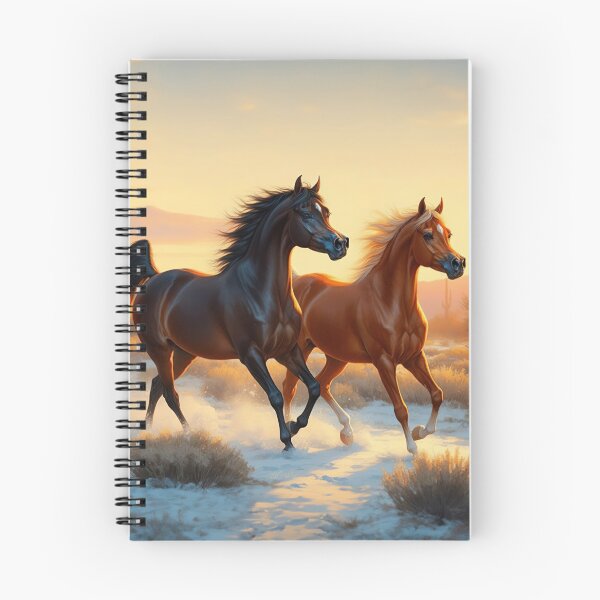 Item preview, Bay and Chestnut Arabians Running in the Desert in Winter designed and sold by csforest.