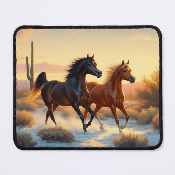 Item preview, Bay and Chestnut Arabians Running in the Desert in Winter designed and sold by csforest.