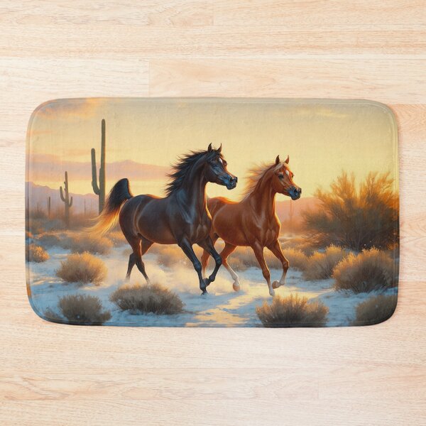 Item preview, Bay and Chestnut Arabians Running in the Desert in Winter designed and sold by csforest.