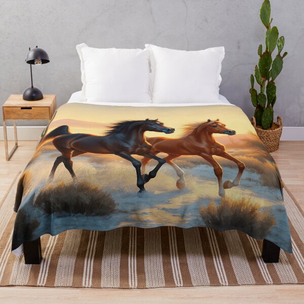 Item preview, Bay and Chestnut Arabians Running in the Desert in Winter designed and sold by csforest.