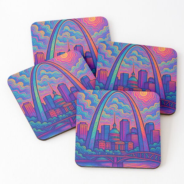 Item preview, Psychedelic St. Louis Poster | Trippy Arch Art | Vibrant Missouri Cityscape | Retro Urban Wall Decor | Colorful St. Louis Skyline designed and sold by PaintedPixels01.